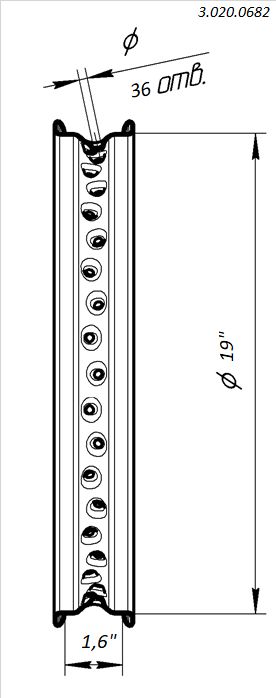 Обод колёсный 1,60x19 36H алюминий серебристый