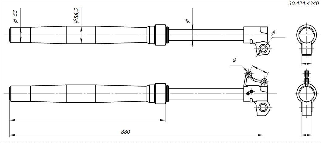Амортизаторы передние 880x53x58,5 нерегулируемые