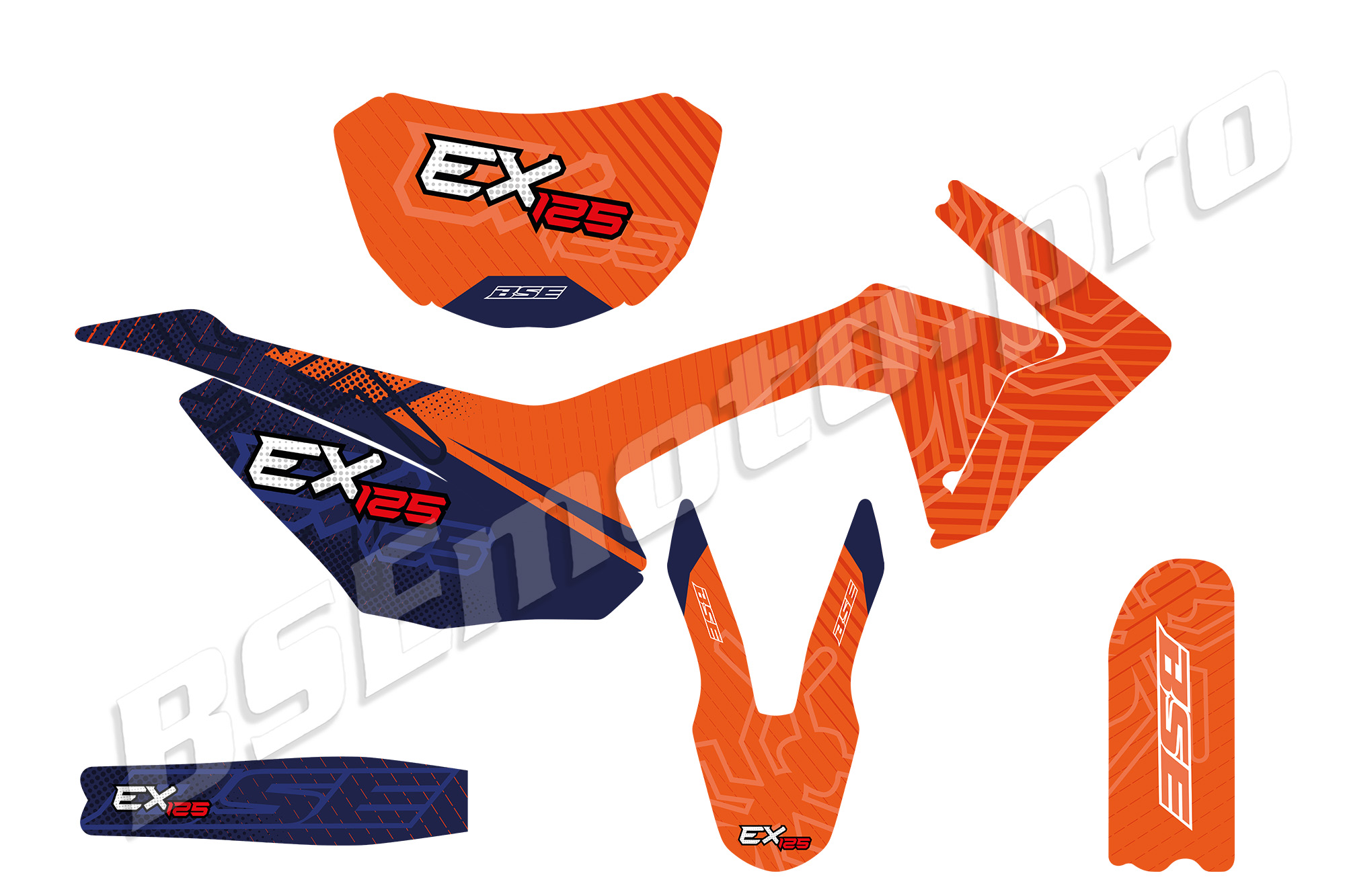 Наклейки BSE EX125 Blue Orange к-т
