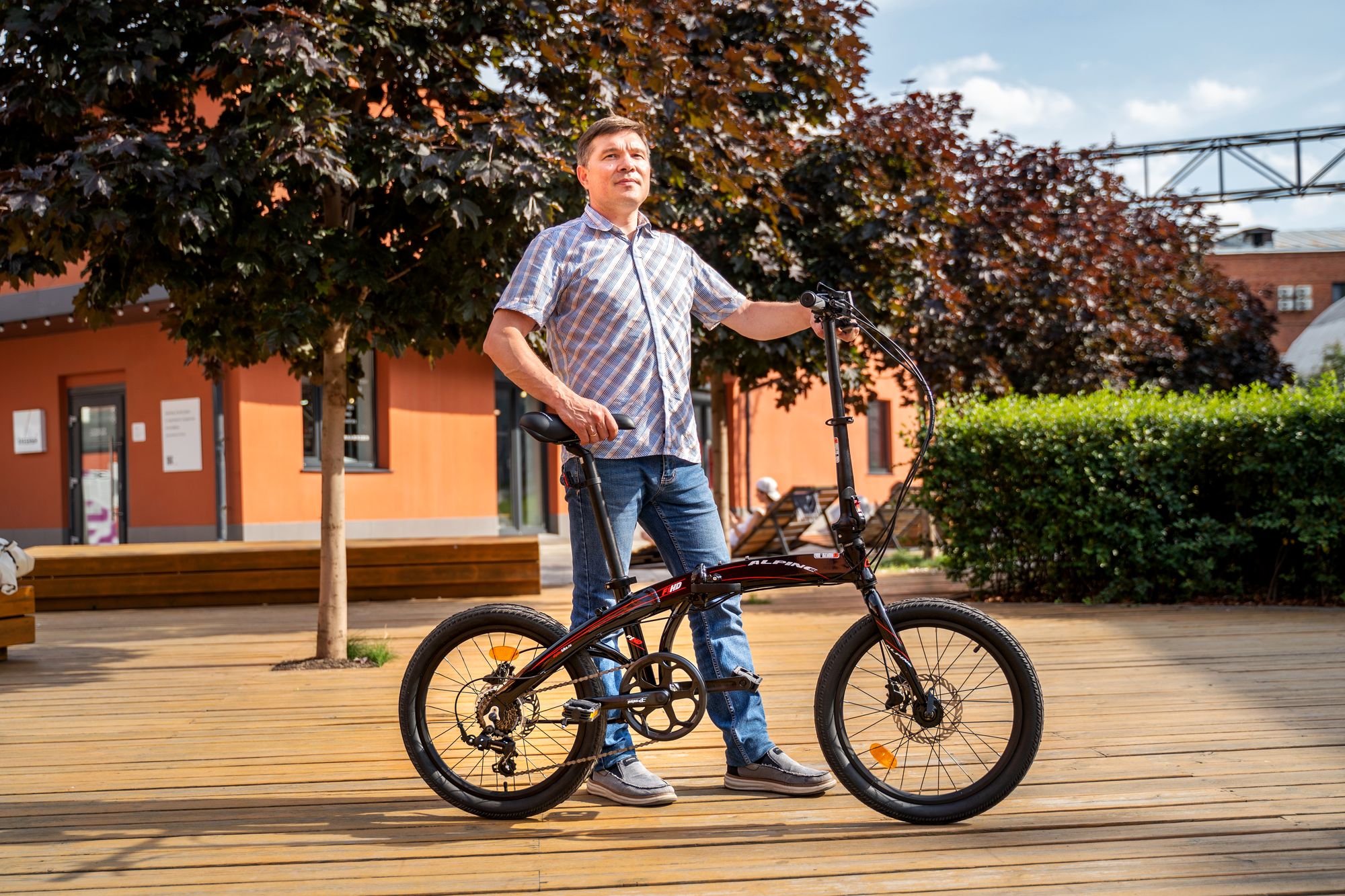 Велосипед Alpinebike F1HD, One size, 20", складной, 7 скоростей, черно-красный