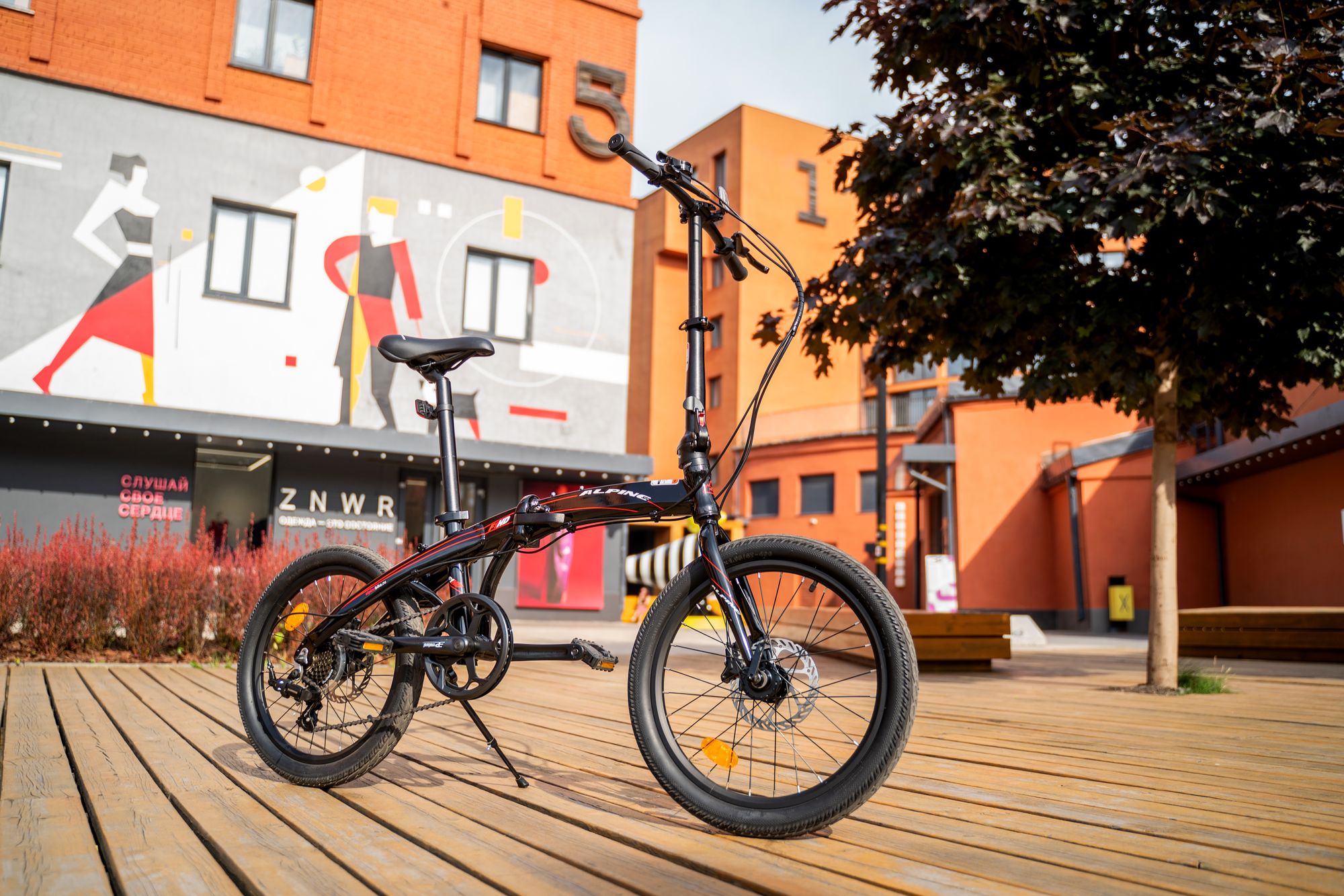Велосипед Alpinebike F1HD, One size, 20", складной, 7 скоростей, черно-красный