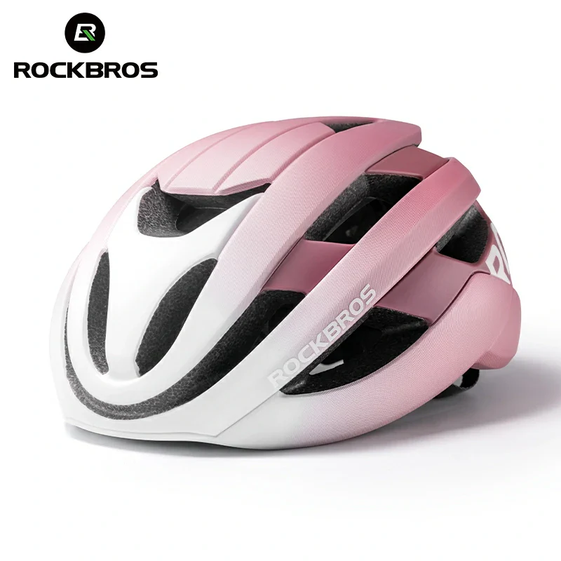Велошлем ROCKBROS LK-12; бело-розовый градиент