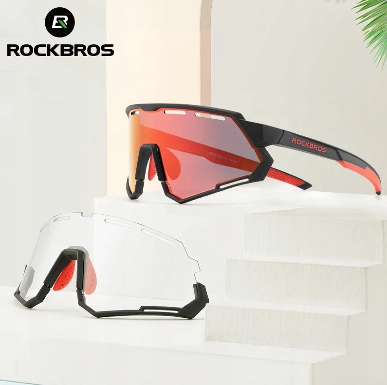 Очки солнцезащитные ROCKBROS SP246 с поляризационными + фотохромными линзами; черно-красный