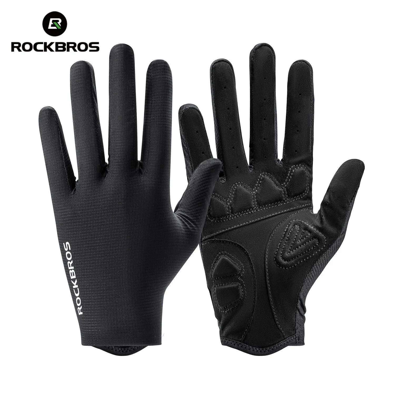 Велоперчатки ROCKBROS S396-1 длинные пальцы, без липучки; черный