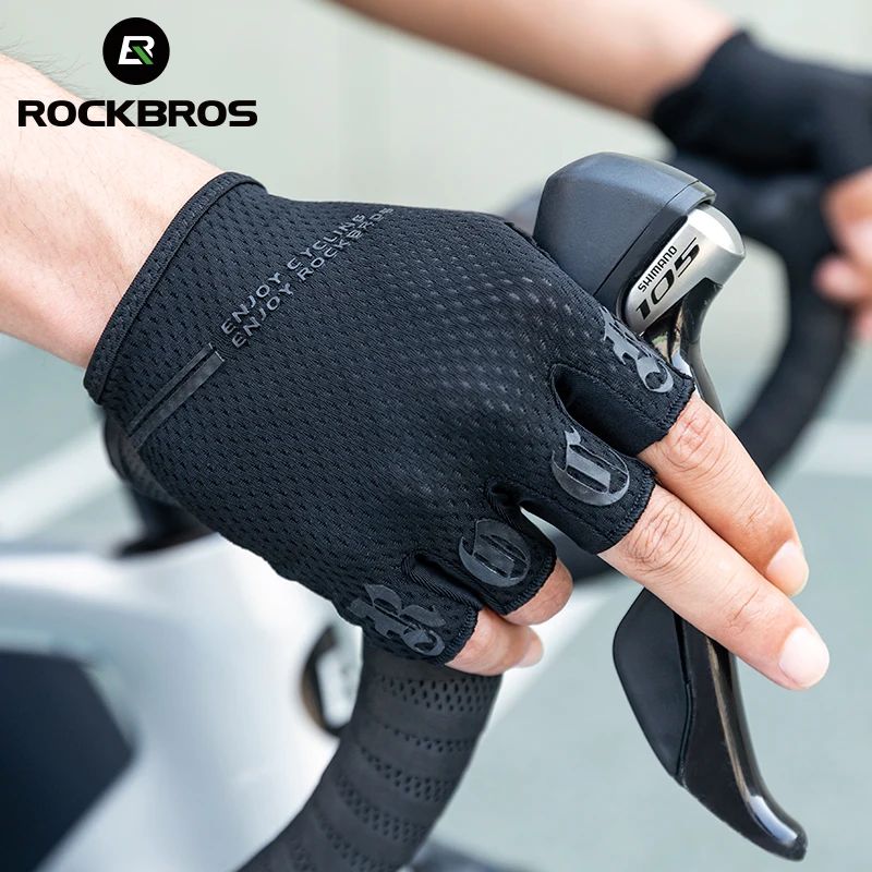 Велоперчатки ROCKBROS S360 короткие пальцы; черный