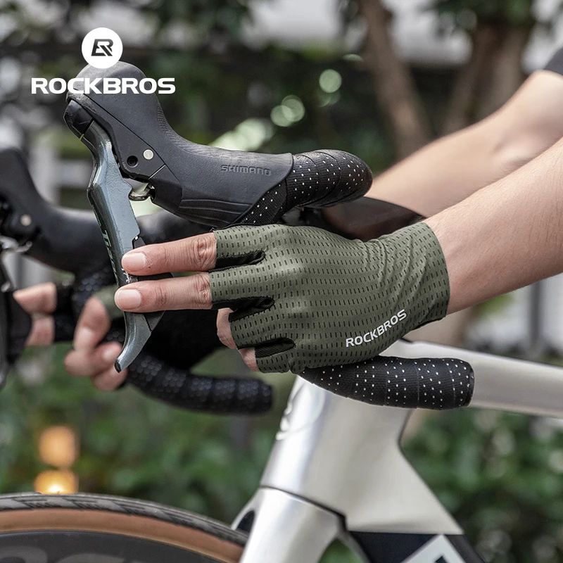 Велоперчатки ROCKBROS S376 короткие пальцы; оливковый