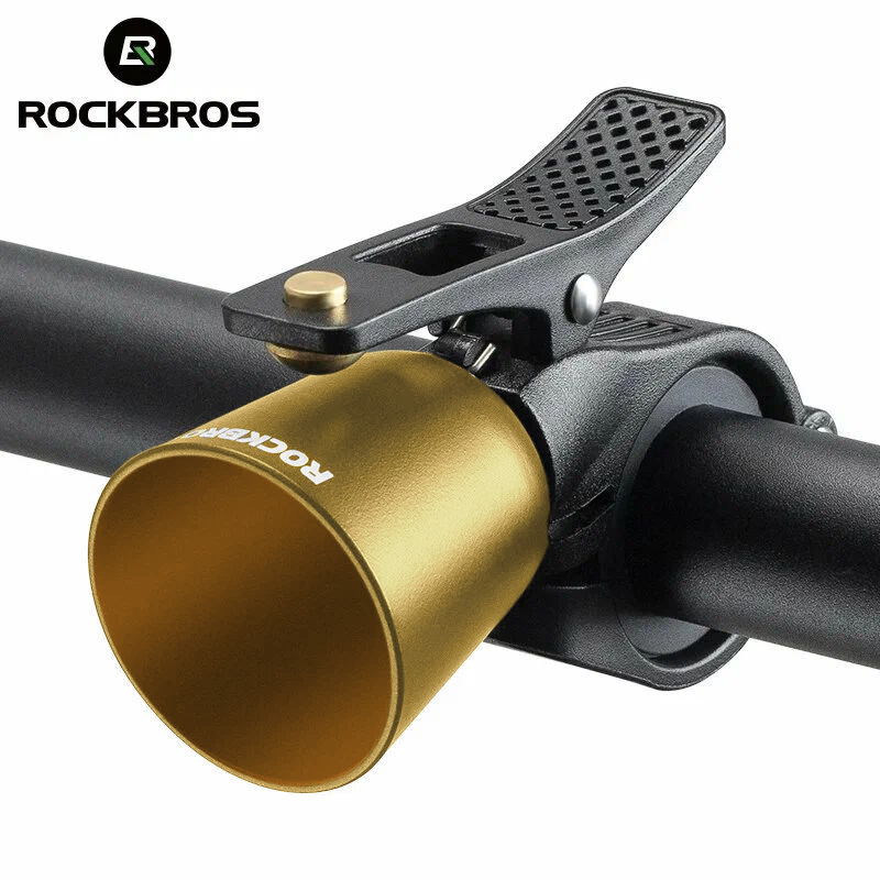 Звонок Rockbros латунного цвета ударный в виде рожка. Арт. RB_34210005004