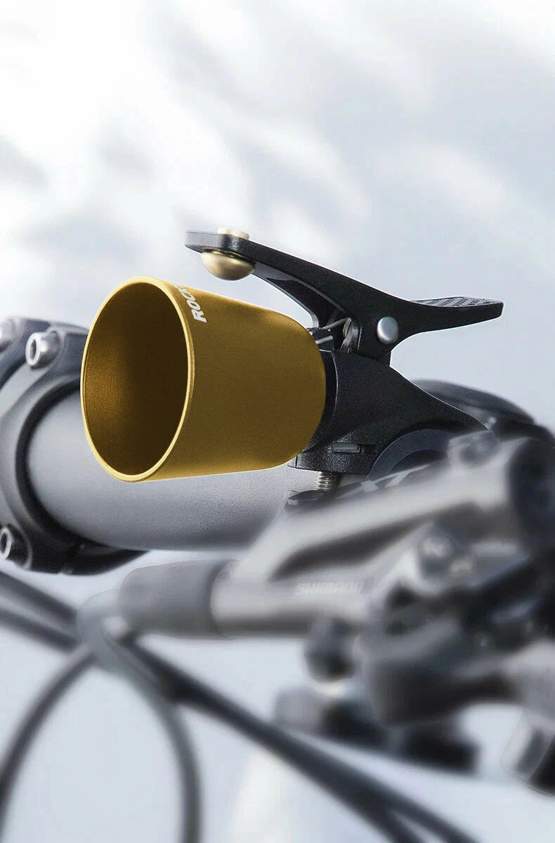 Звонок Rockbros латунного цвета ударный в виде рожка. Арт. RB_34210005004