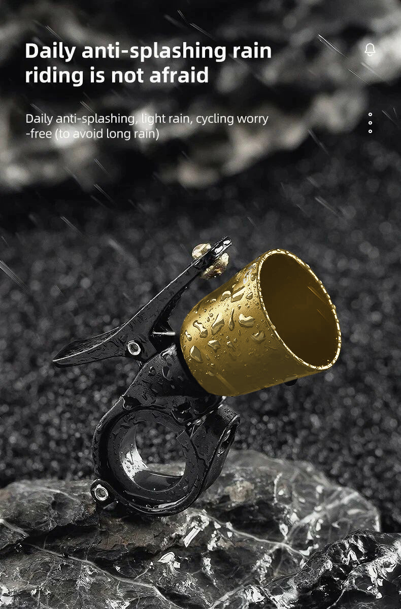 Звонок Rockbros латунного цвета ударный в виде рожка. Арт. RB_34210005004