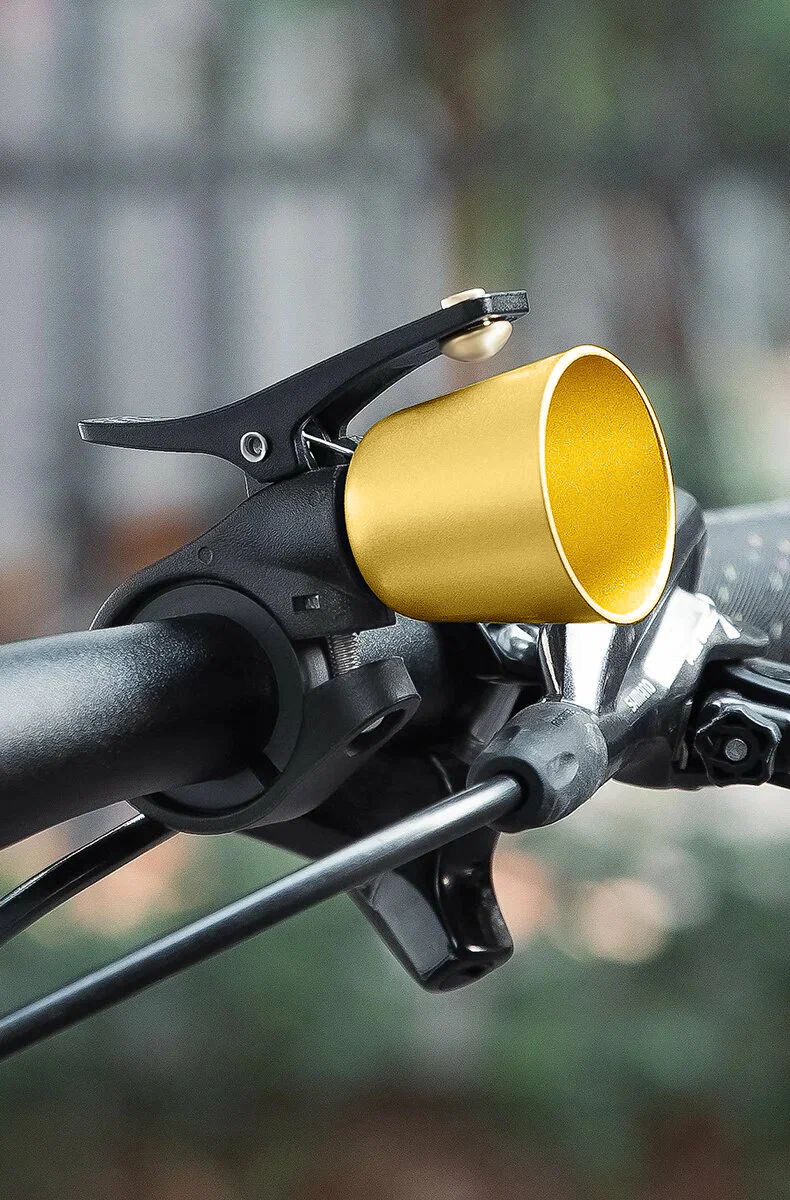 Звонок Rockbros латунного цвета ударный в виде рожка. Арт. RB_34210005004