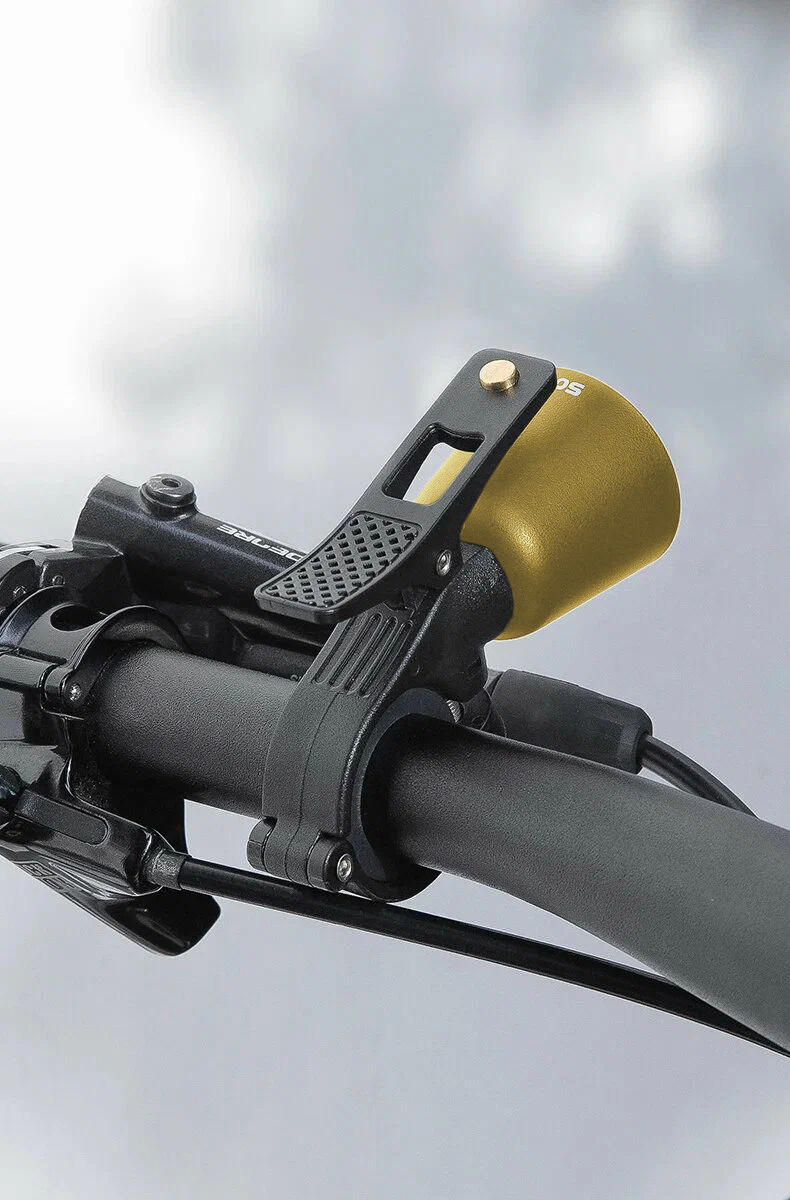 Звонок Rockbros латунного цвета ударный в виде рожка. Арт. RB_34210005004