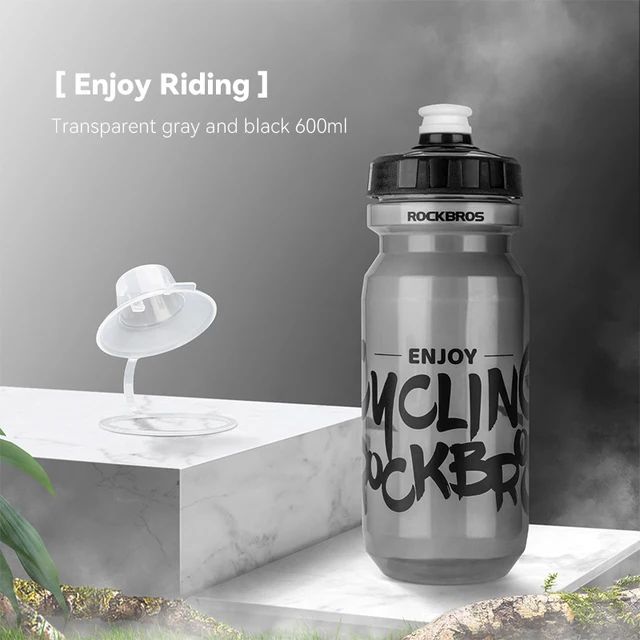 Велофляга Rockbros прозрачная черная 600мл со съёмным колпачком. арт. RB_35210068002