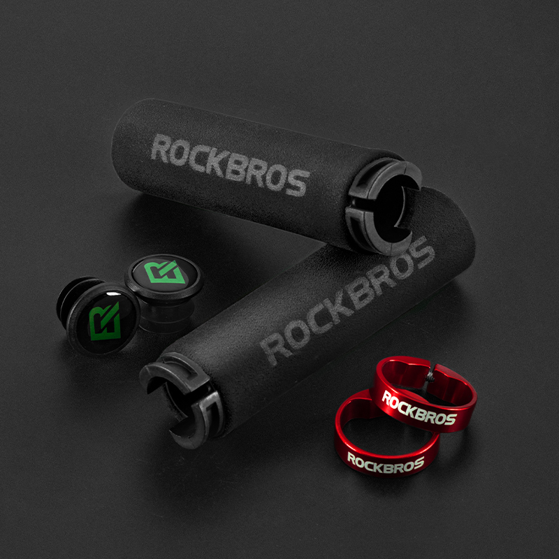 Грипсы с Rockbros черные c красными замками. Арт. RB_BT1001BKRD