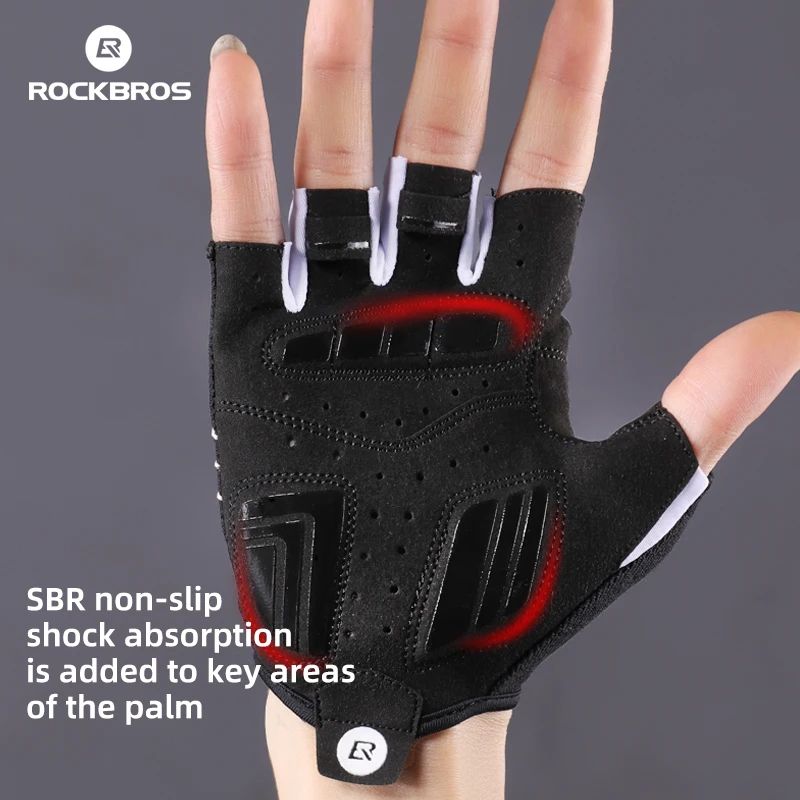 Велоперчатки ROCKBROS S107 короткие пальцы, противоскользящие, с липучкой; черный
