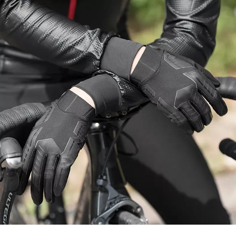 Велоперчатки ROCKBROS S208 р. черно серые. Длинные пальцы.
