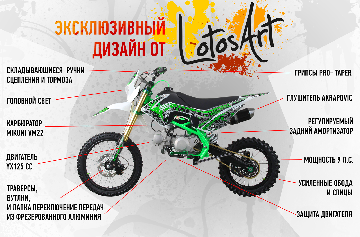 Питбайк SSSR Atom 125 l Atomic Green 2