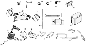  Передние поворотники и стартер