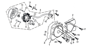 Левая крышка двигателя и магнето