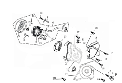 Левая крышка картера и магнето