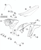 Топливный бак, седло и передняя облицовка