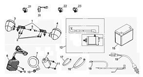 Передние поворотники и стартер